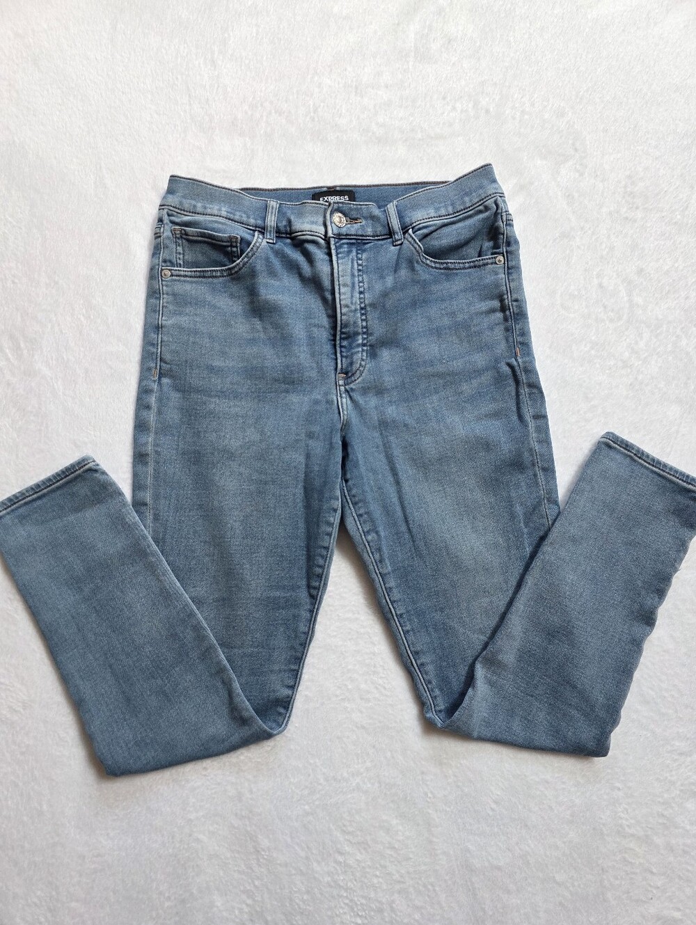 Express High Rise Skinny Jeans 10R Medium Wash Blue